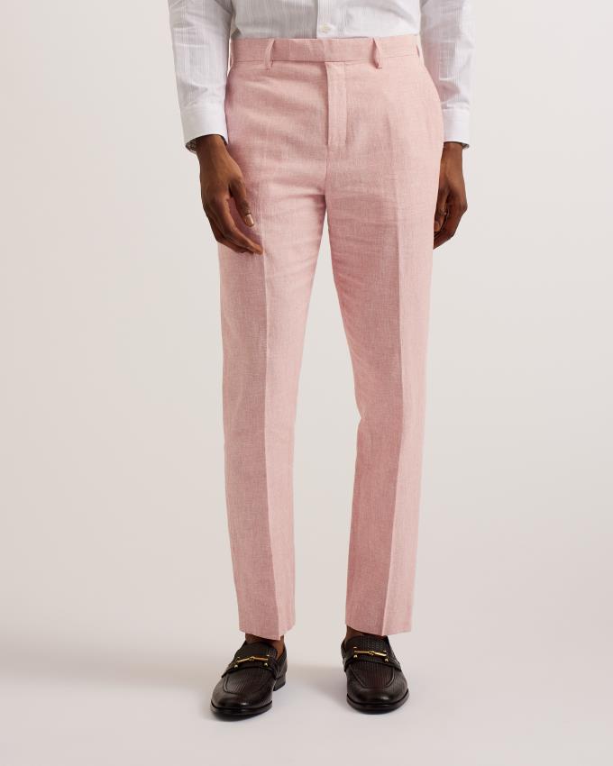 Pantalon Ted Baker Slim Fit Linen Tailored Rose Clair Homme | JYD-85756073